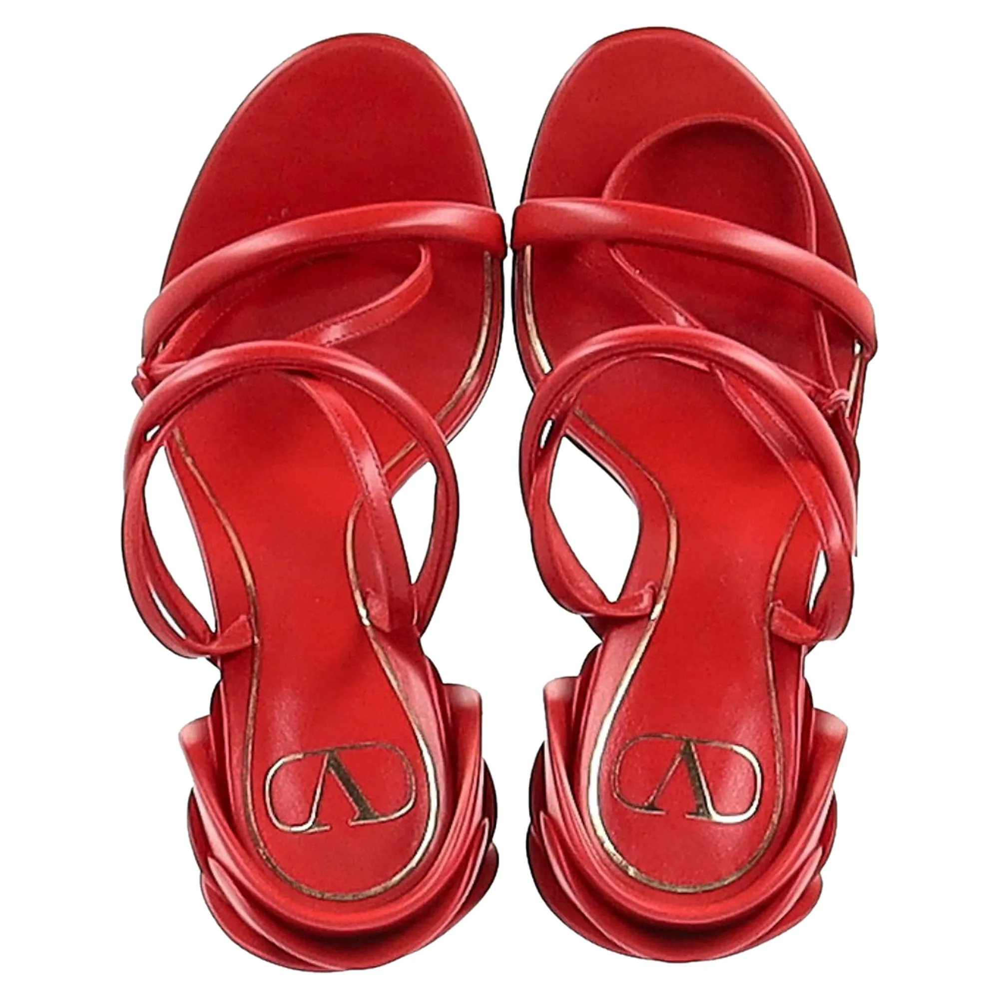 Valentino 100 Rose Embellished Sandals in Red Leather