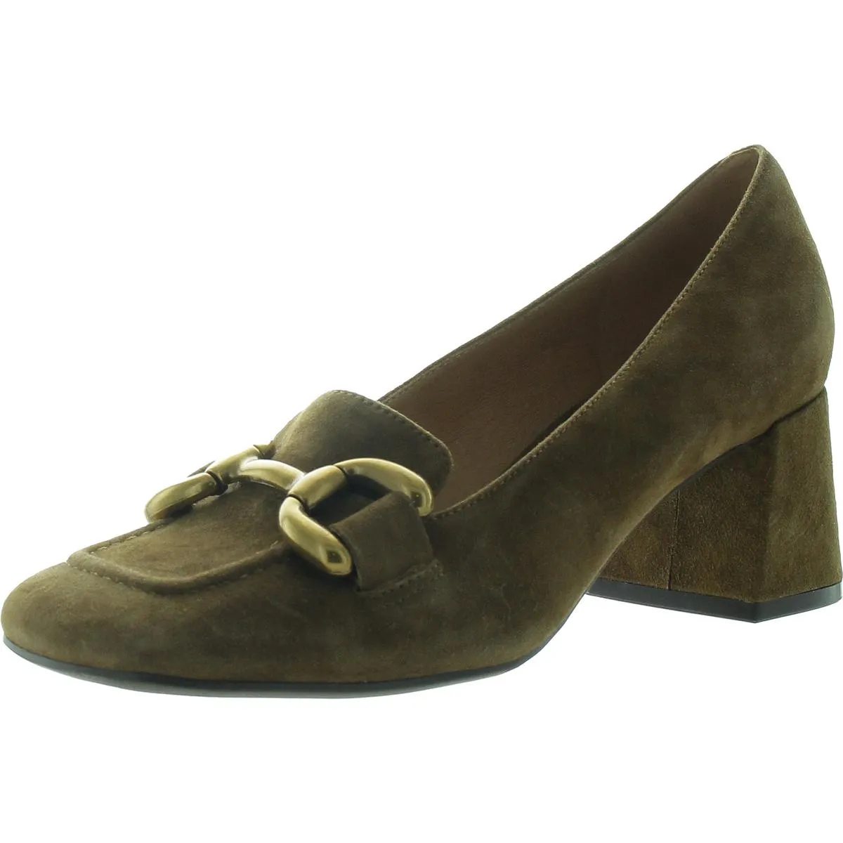 Veepe Womens Embellished Suede Loafer Heels