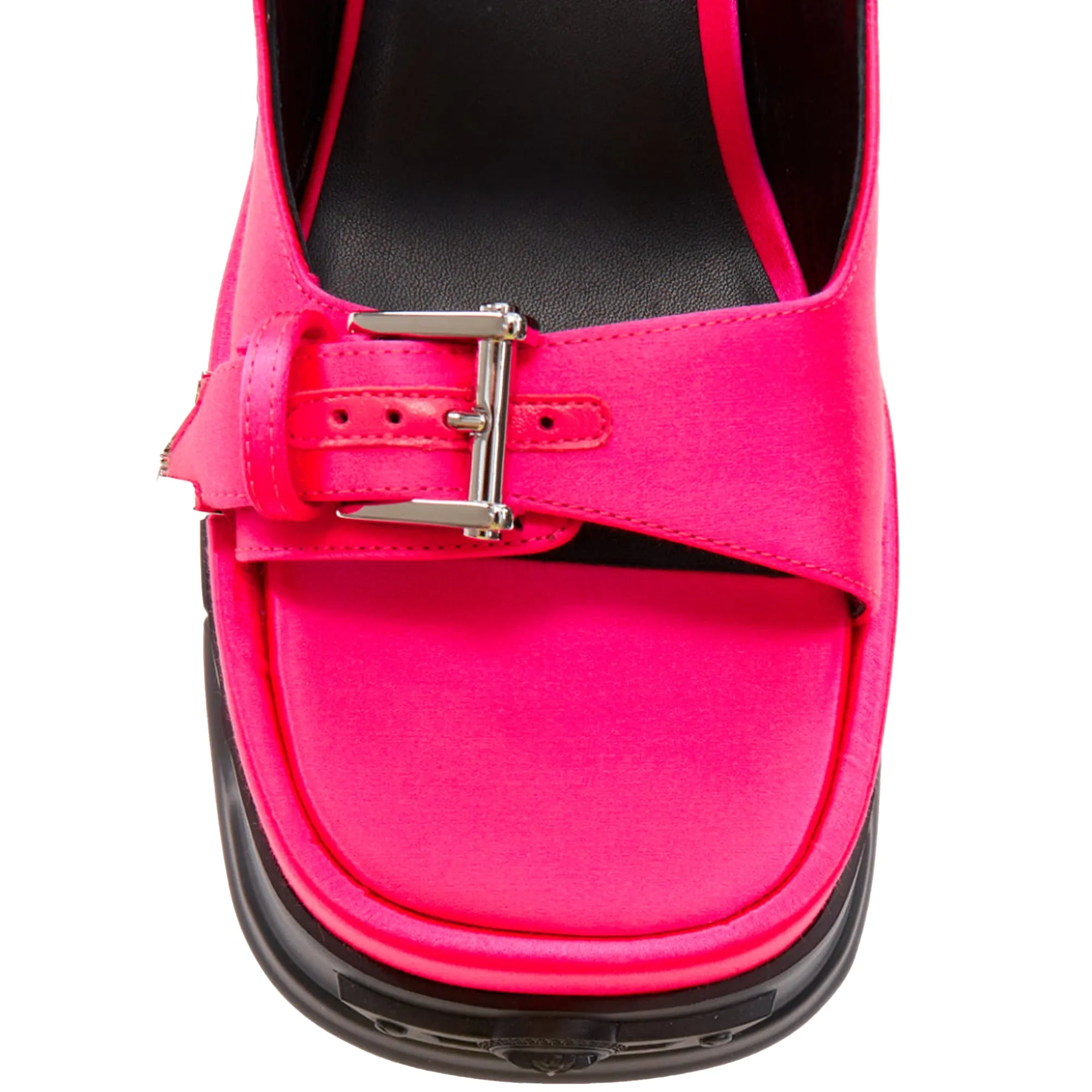 Versace Anthem Tropical Satin Platform Chunky Sandals