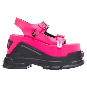 Versace Anthem Tropical Satin Platform Chunky Sandals