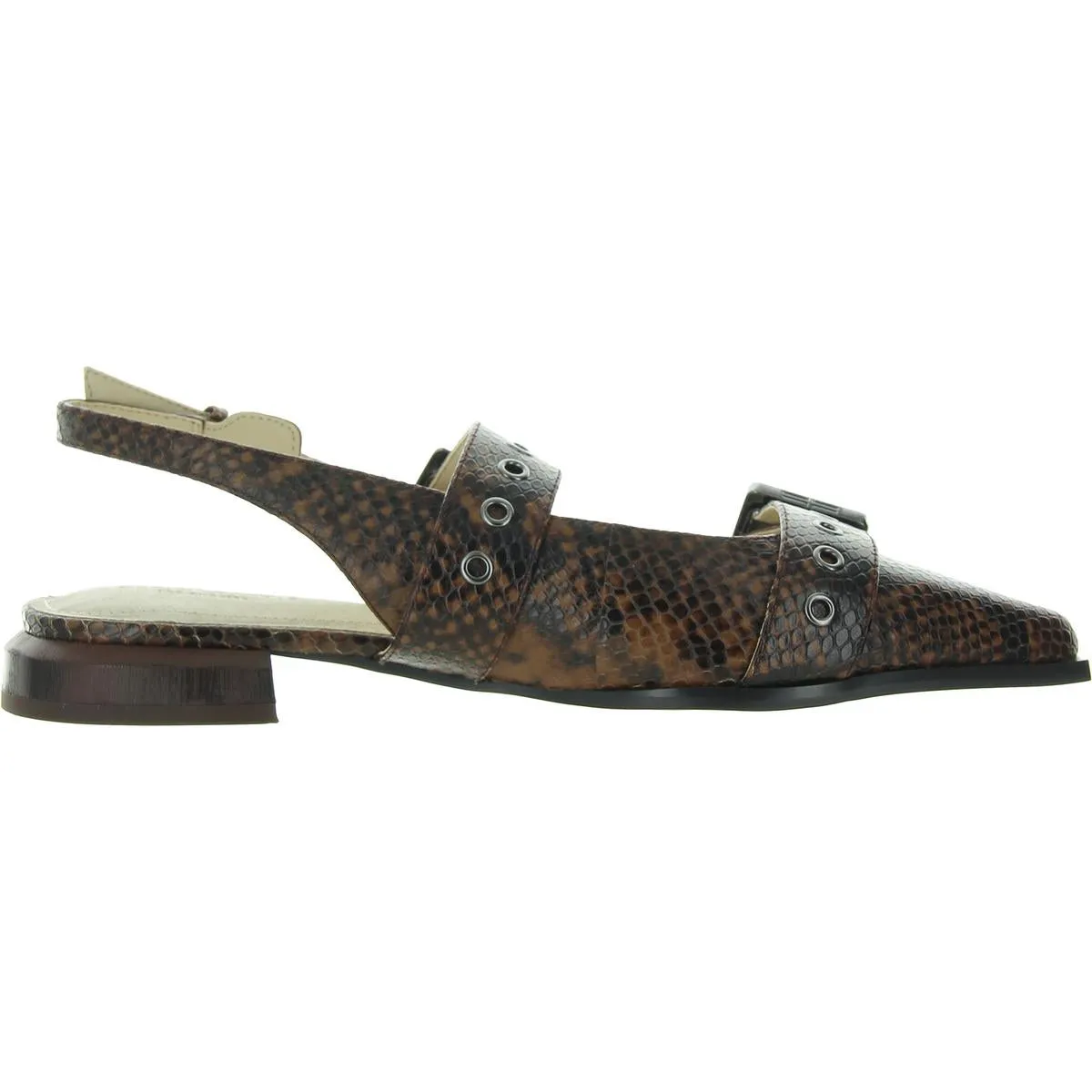 Villa Womens Snake Print Leather Slingback Heels