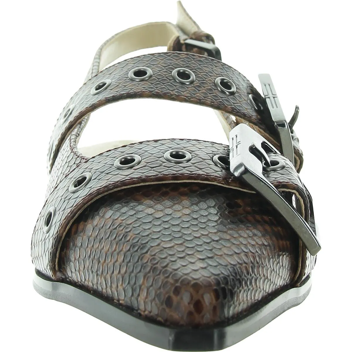 Villa Womens Snake Print Leather Slingback Heels
