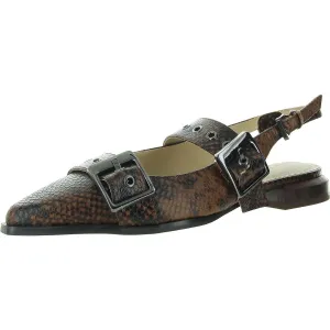 Villa Womens Snake Print Leather Slingback Heels