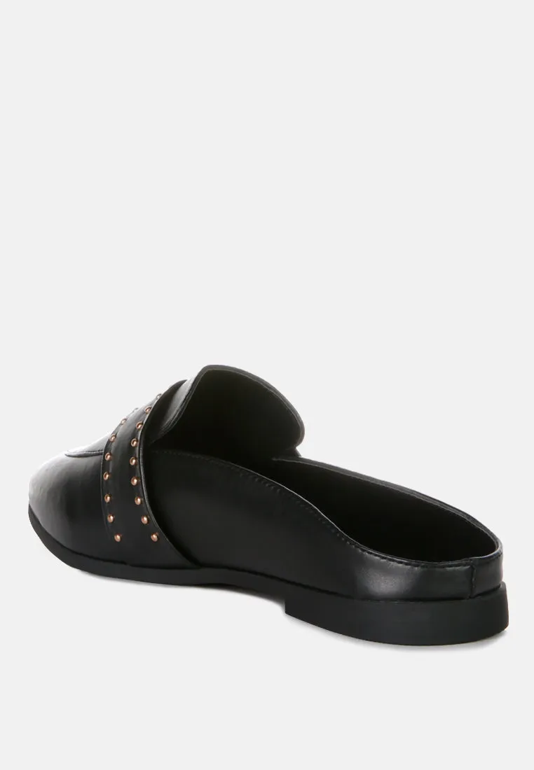 walkout faux leather studded detail mules