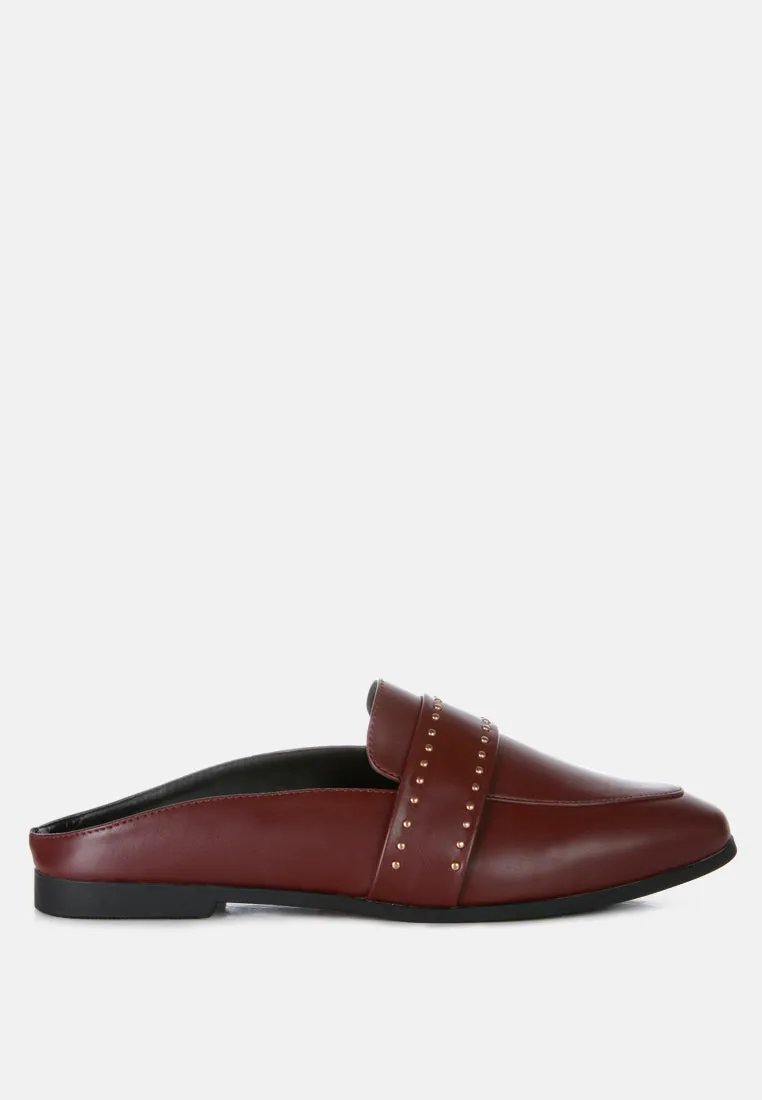 walkout faux leather studded detail mules