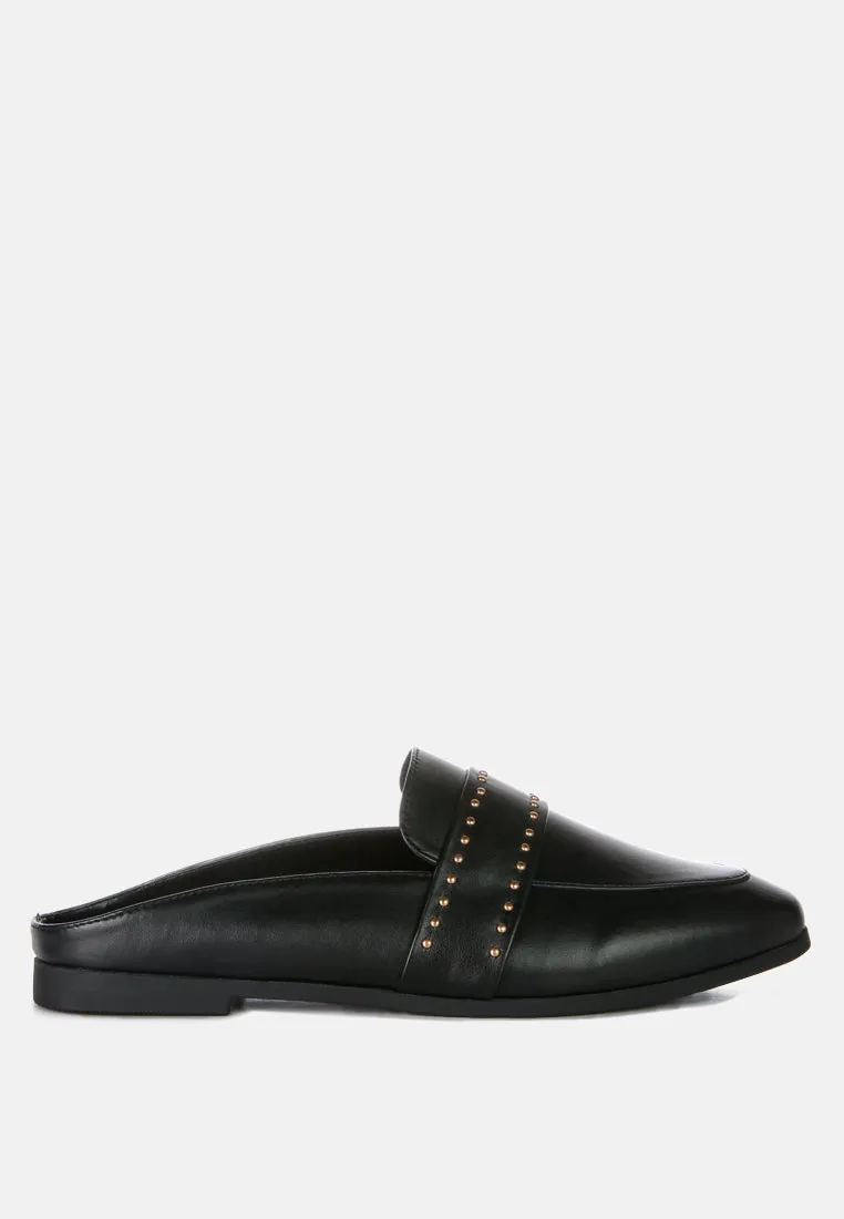 walkout faux leather studded detail mules