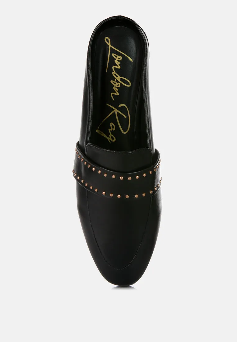 walkout faux leather studded detail mules
