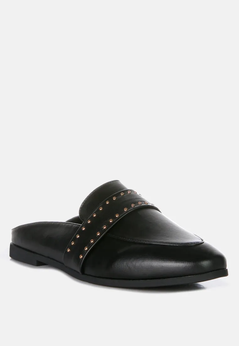 walkout faux leather studded detail mules