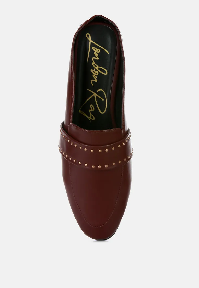 walkout faux leather studded detail mules