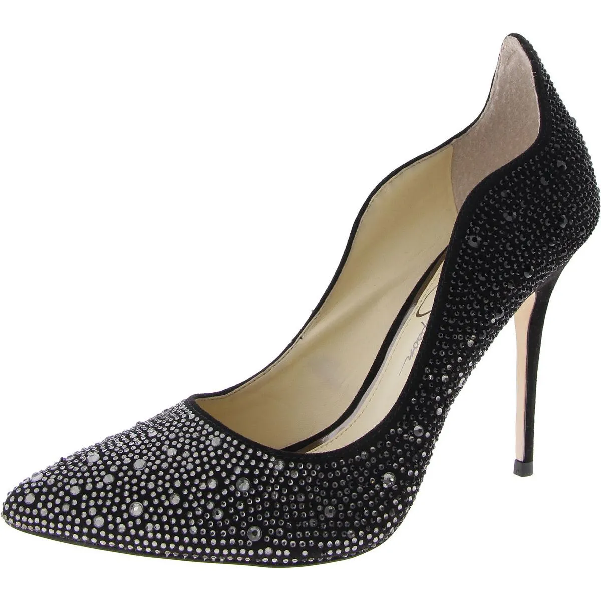 Wayva Womens Rhinestone Pointed Toe Heels