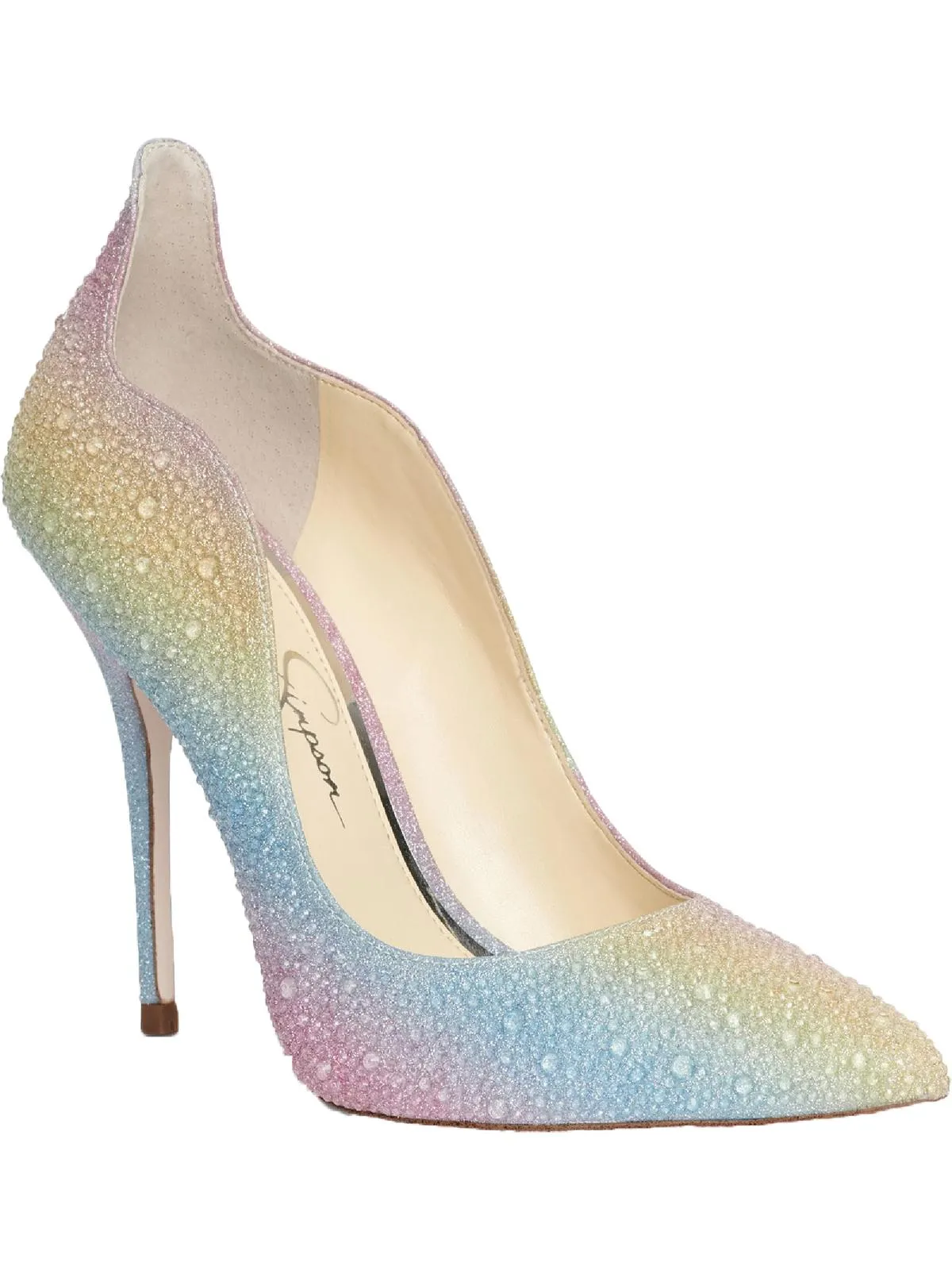 Wayva Womens Rhinestone Pointed Toe Heels