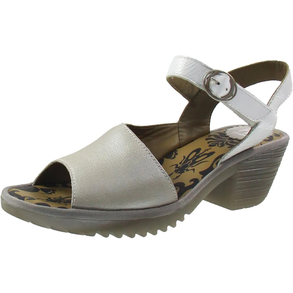 WELY Womens Leather Ankle Strap Block Heel