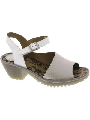 WELY Womens Leather Ankle Strap Block Heel