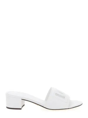 White Mules With Low Block Heel