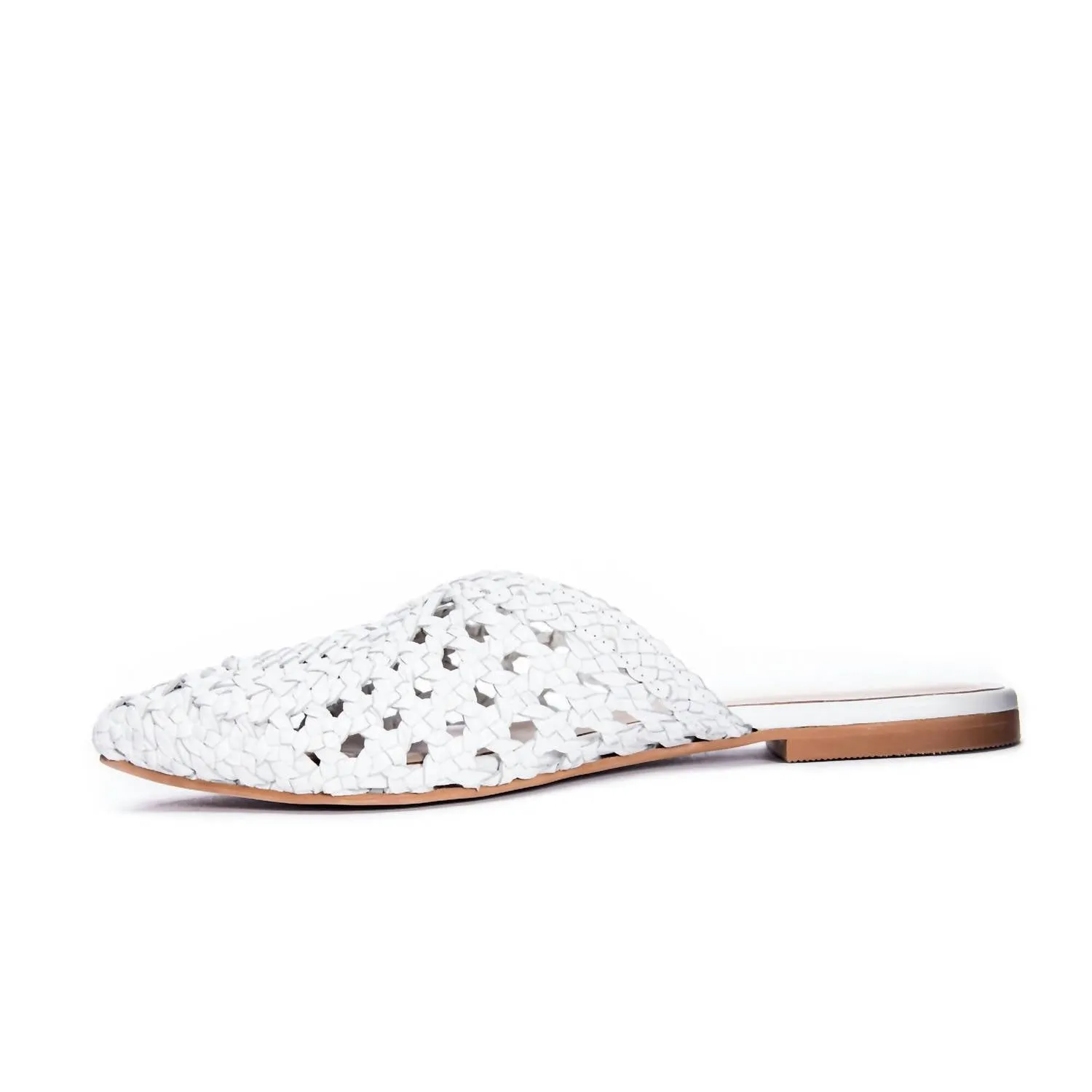 Wild Flower Leather Mule In White