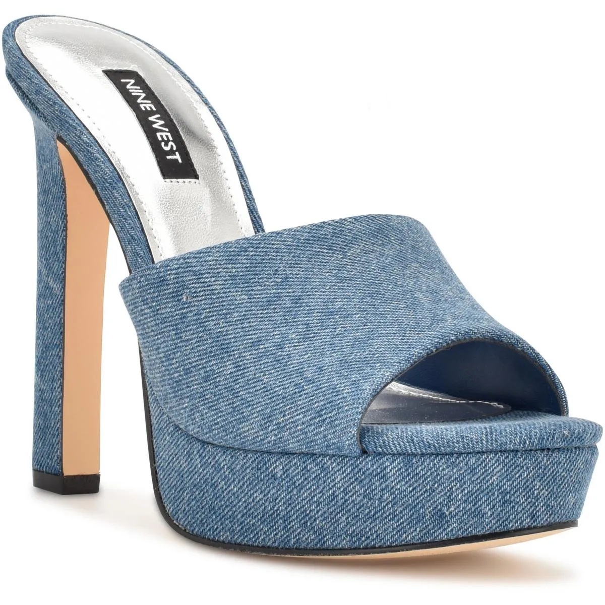 WILIA7 Womens Cushioned Footbed Denim Heels