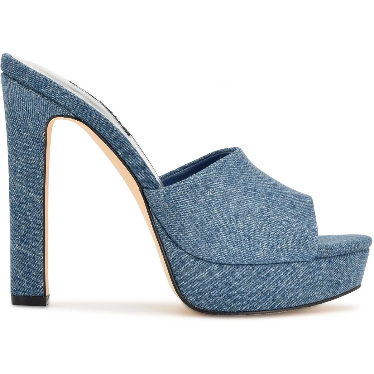 WILIA7 Womens Cushioned Footbed Denim Heels