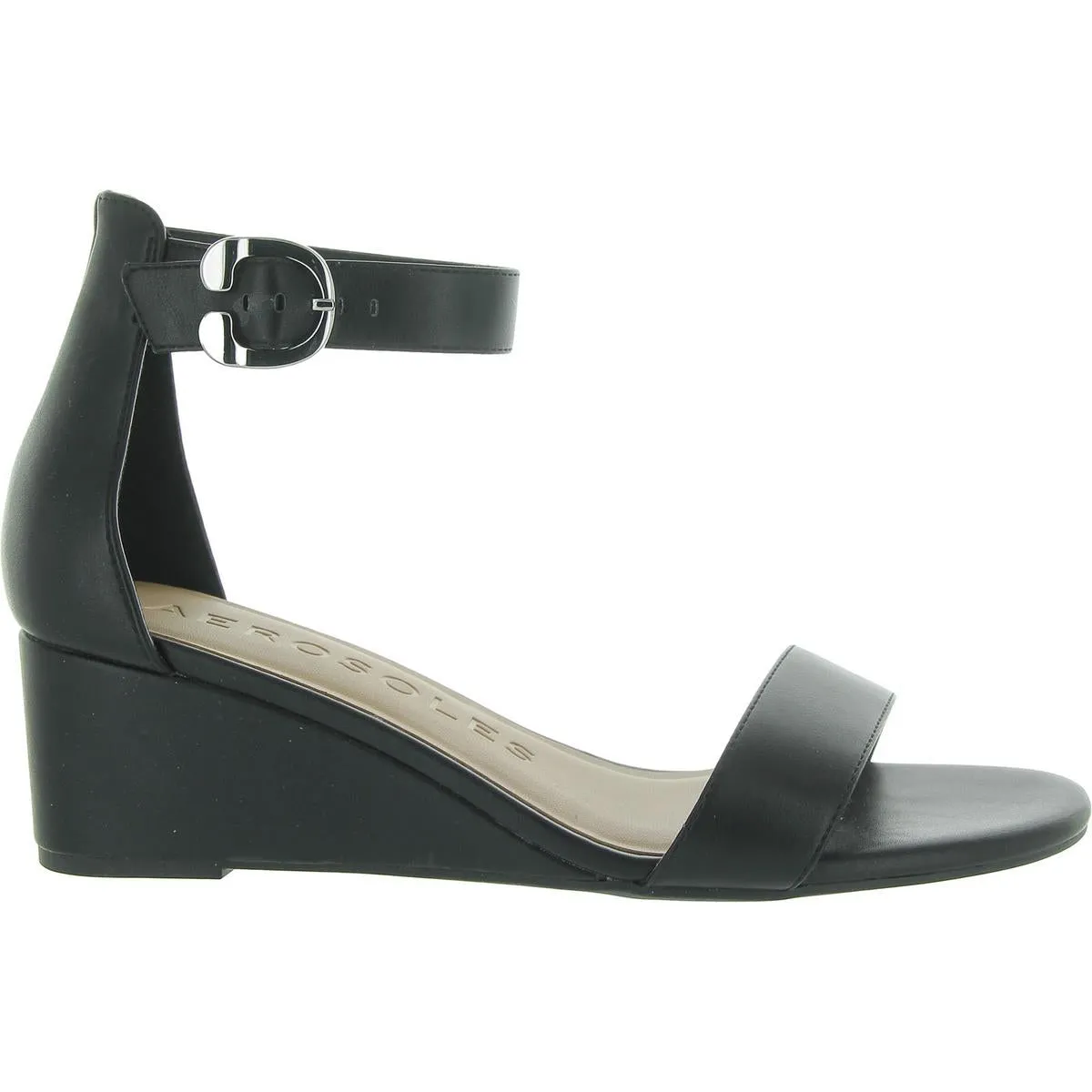Willis Womens Faux Leather Cushioned Footbed Wedge Sandals