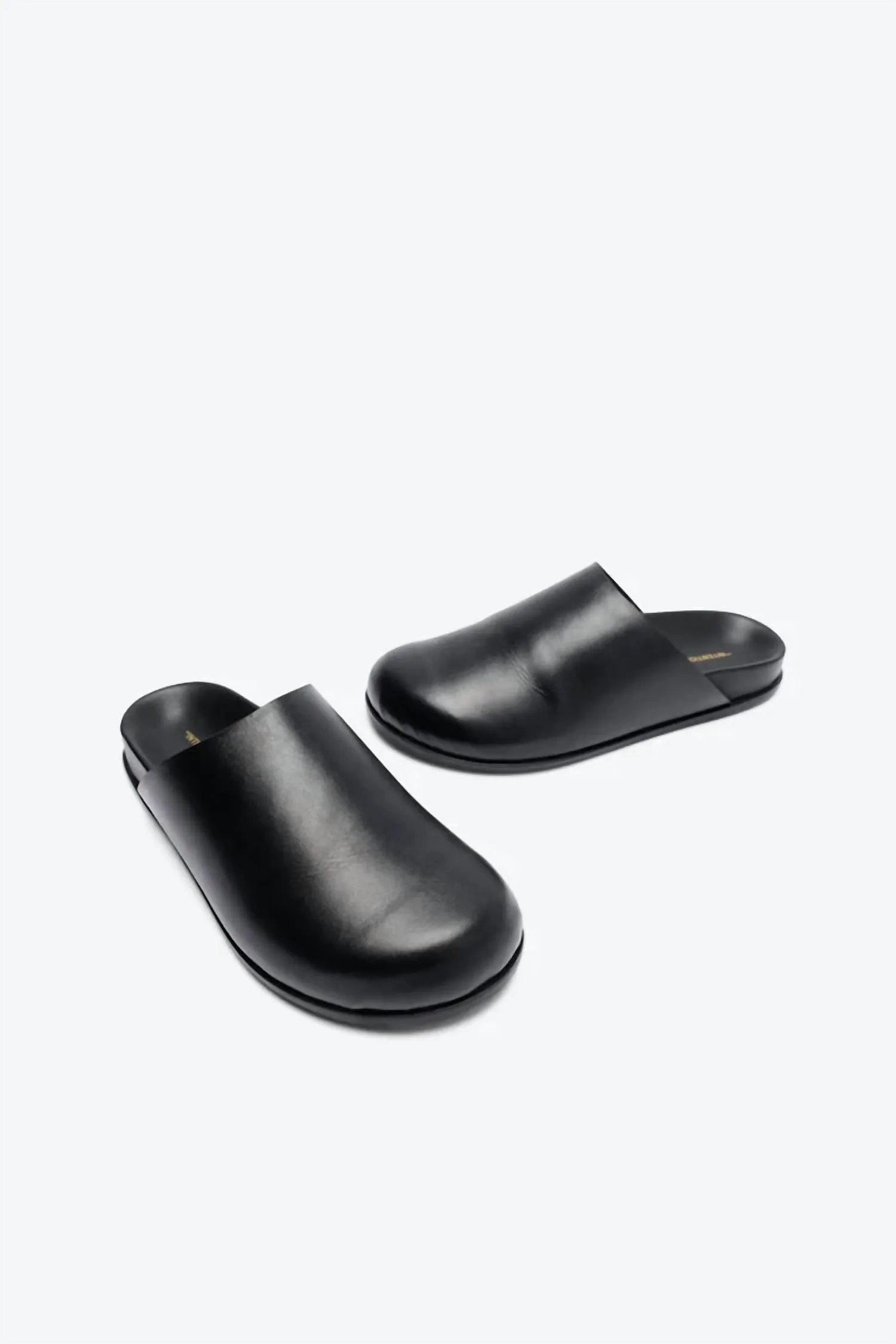 Women Agatha Leather Slip On Mules In Black