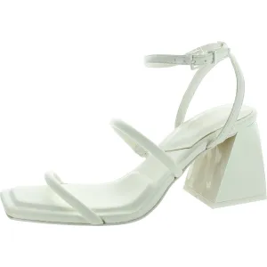 Womens Adjustable Faux Leather Block Heel