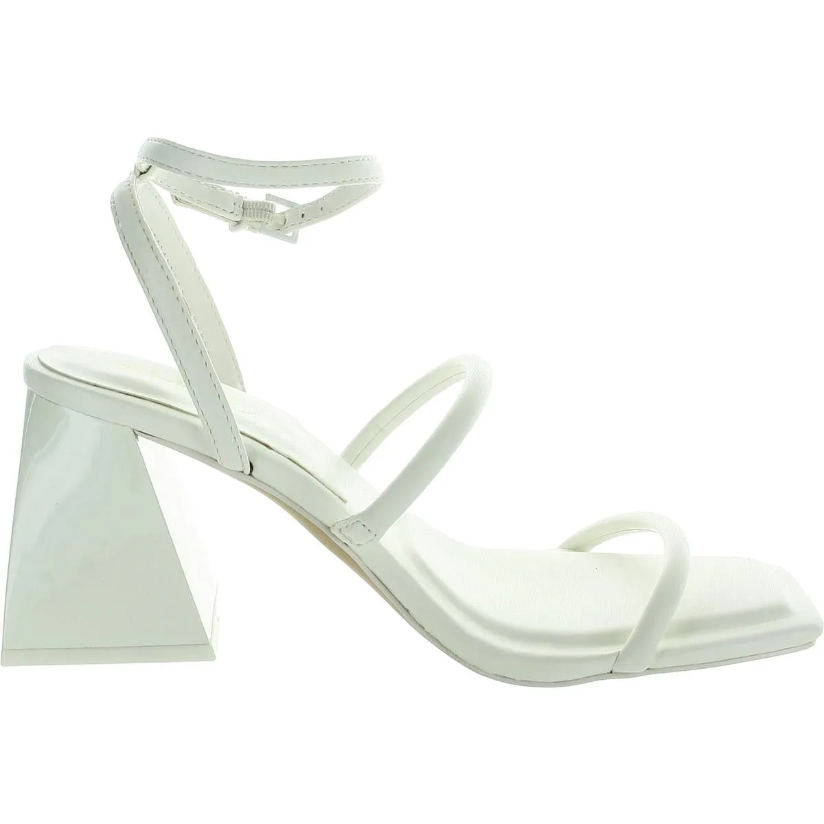 Womens Adjustable Faux Leather Block Heel