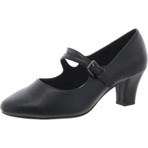 Womens Adjustable Faux Leather Mary Jane Heels