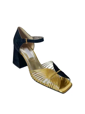 Women's Bitone 70S Heels In Black/gold