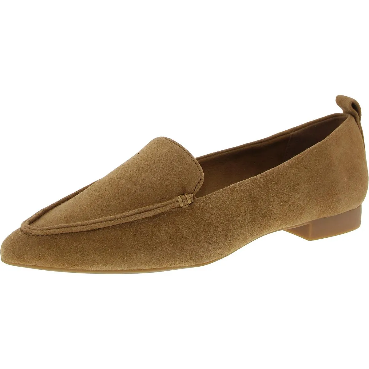 Womens Block Heel Faux Suede Loafers