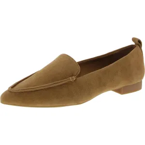 Womens Block Heel Faux Suede Loafers