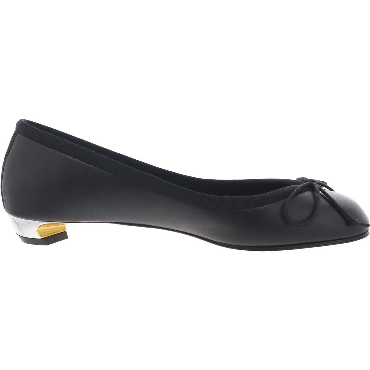 Womens Bow Leather Ballet Flats