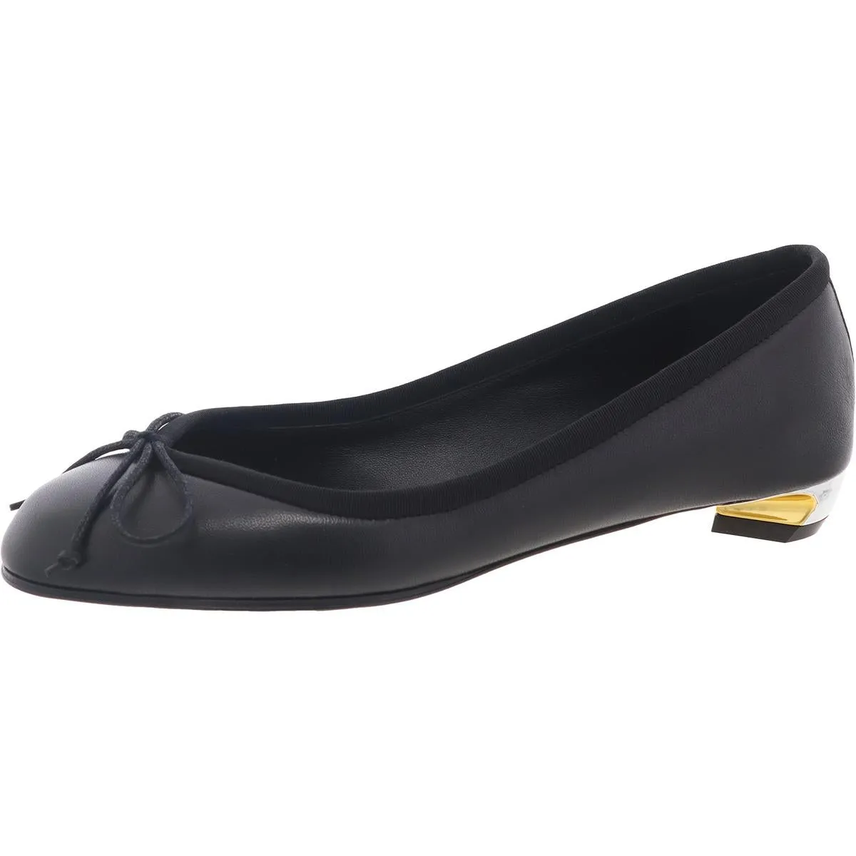 Womens Bow Leather Ballet Flats