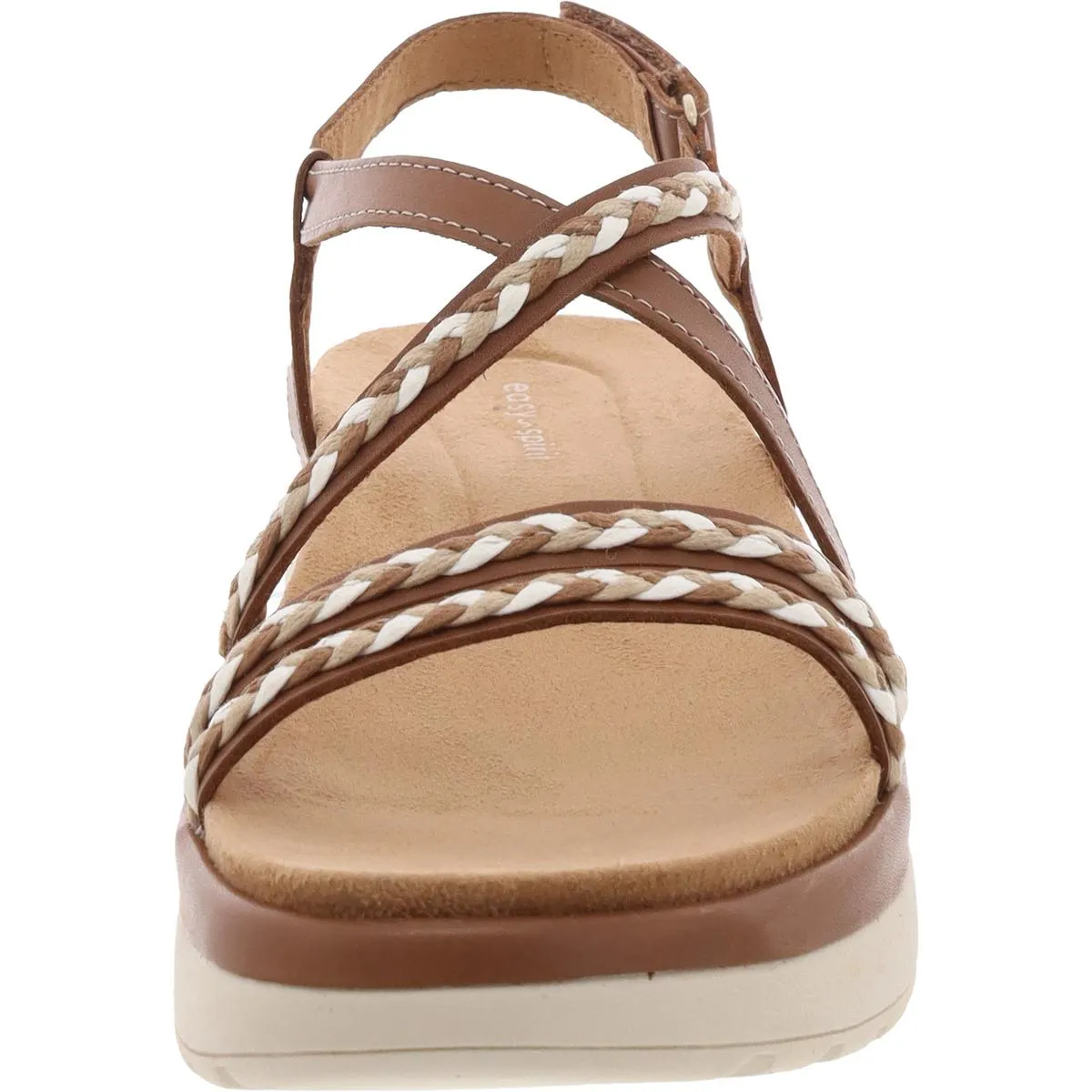 Womens Braided Leather Flatform Sandals