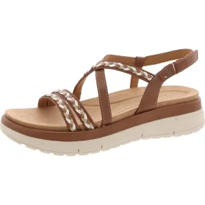 Womens Braided Leather Flatform Sandals