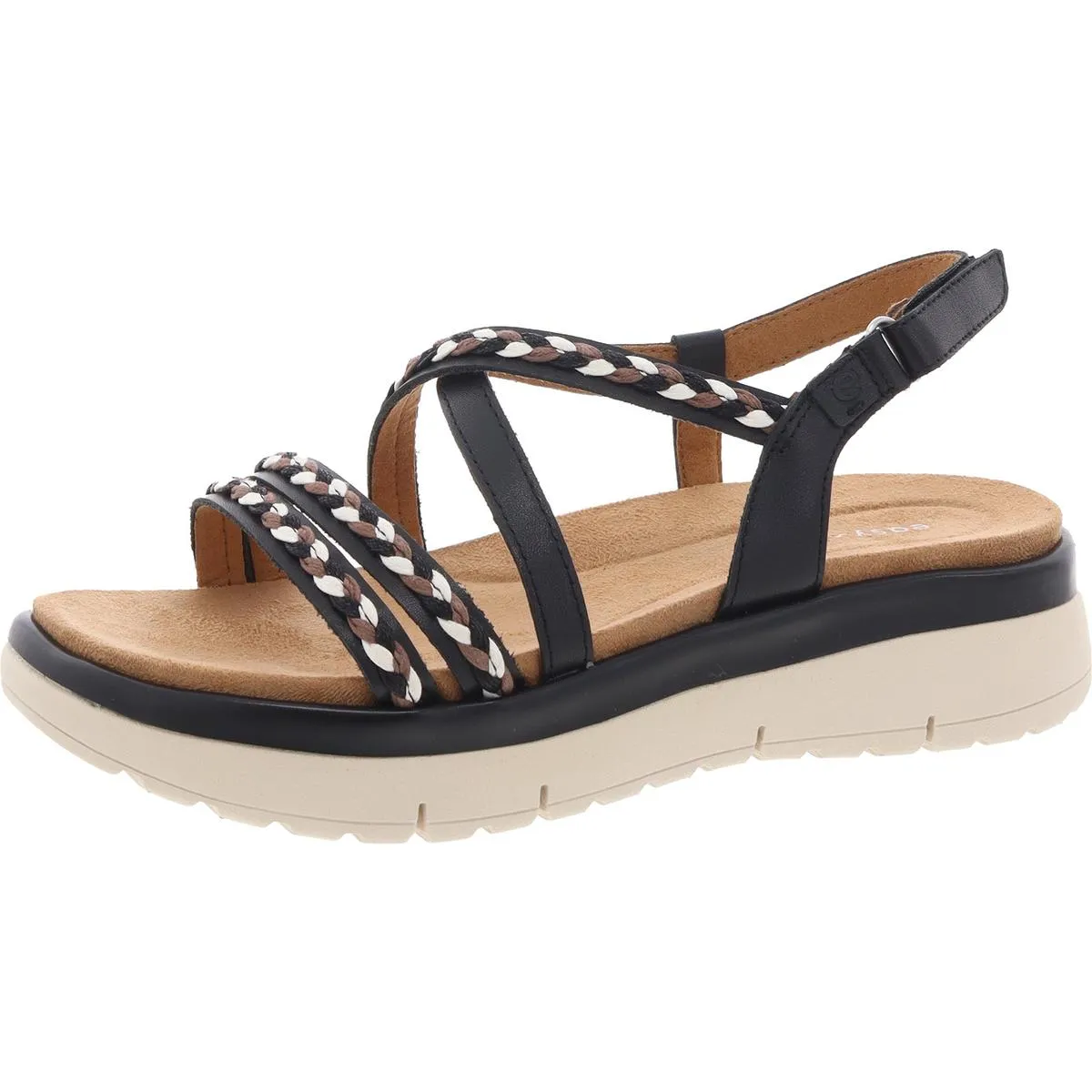 Womens Braided Leather Flatform Sandals
