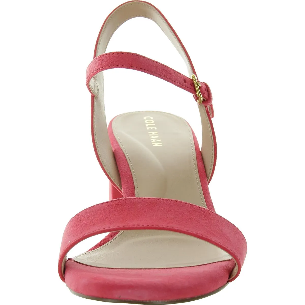 Womens Buckle Faux Leather Slingback Heels