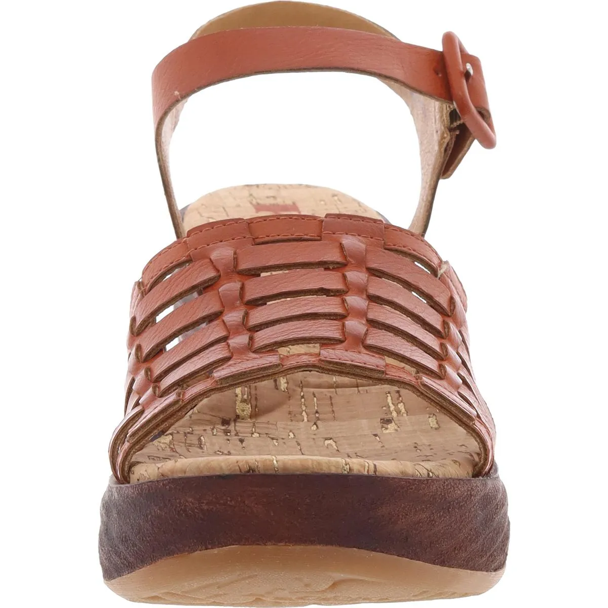 Womens Buckle Faux Leather Wedge Sandals