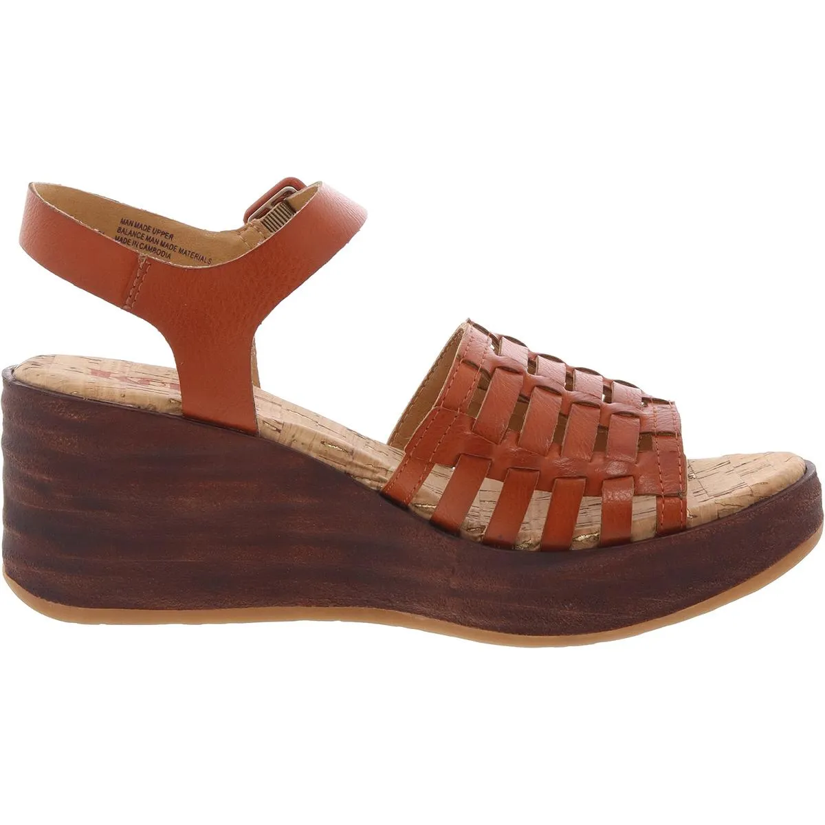 Womens Buckle Faux Leather Wedge Sandals