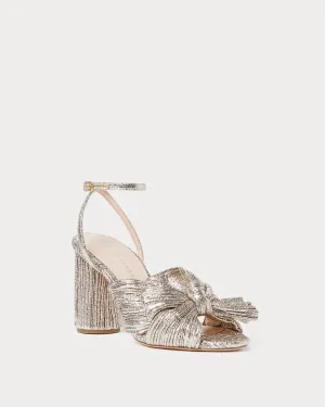Women's Camellia Pleated Bow Heel In Champagne