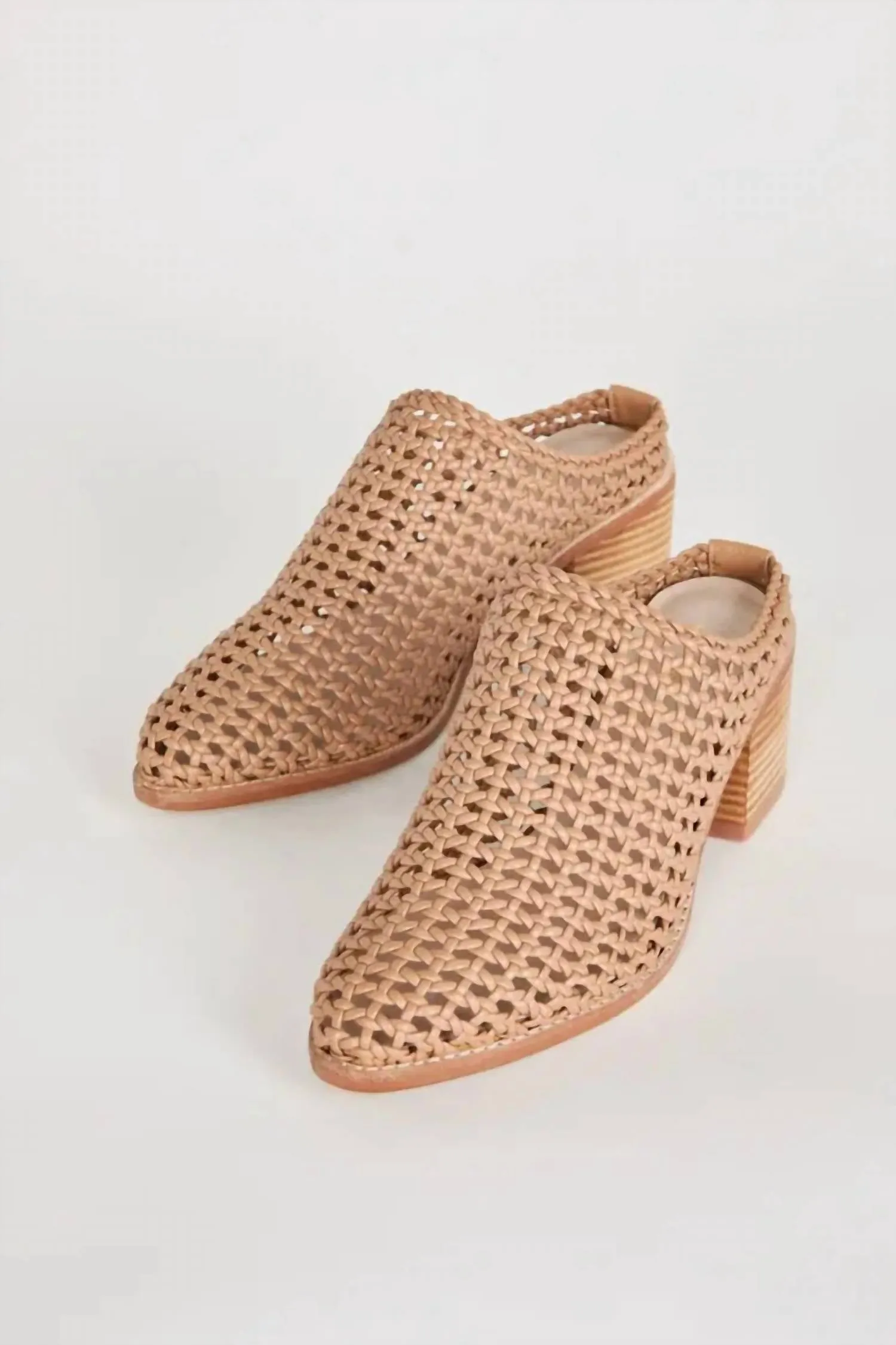 Women's Cap Heeled Mule In Beige