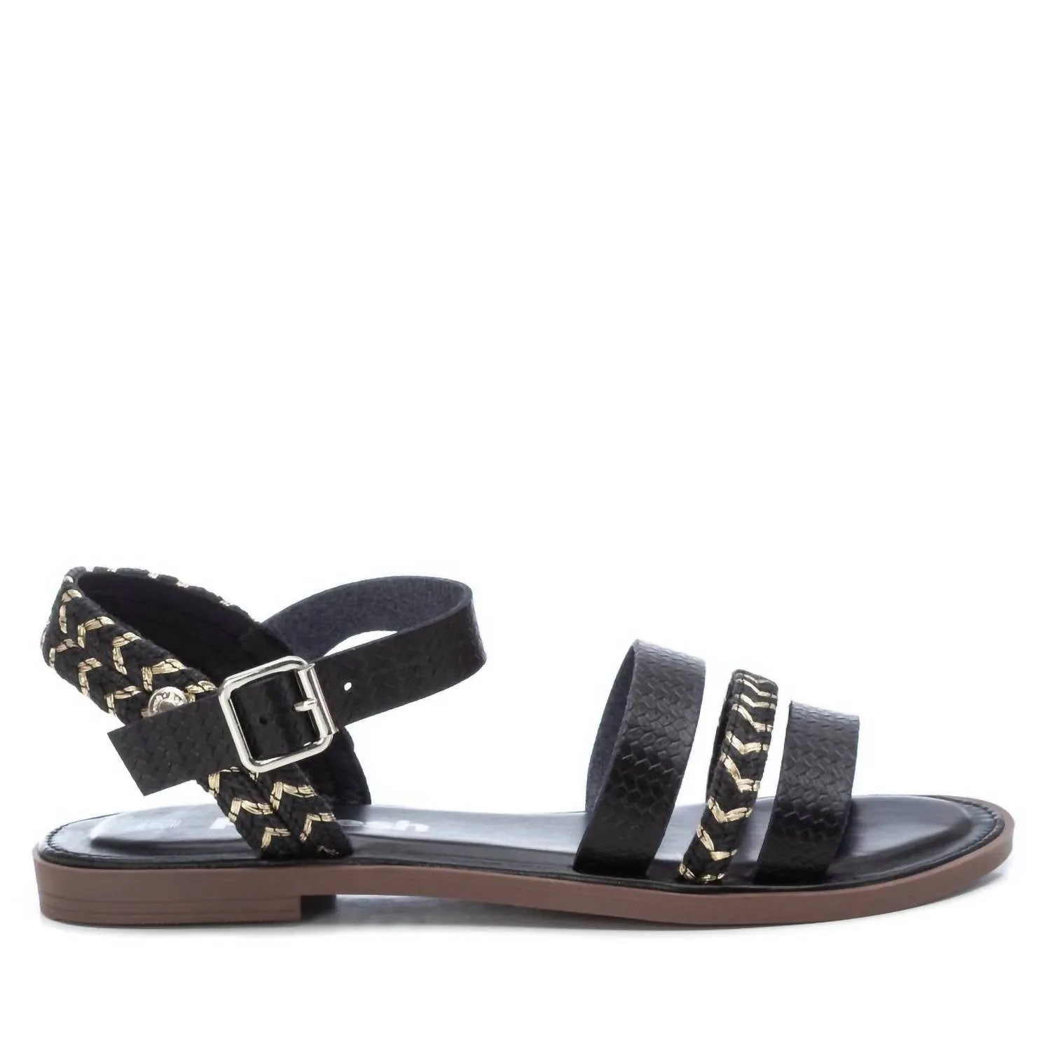 Women's Casual Flat Strappy Sandals In Black