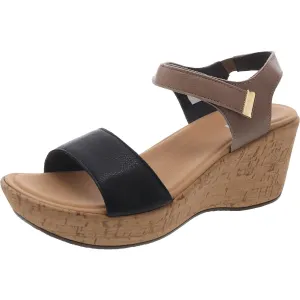 Womens Cork Leather Wedge Sandals
