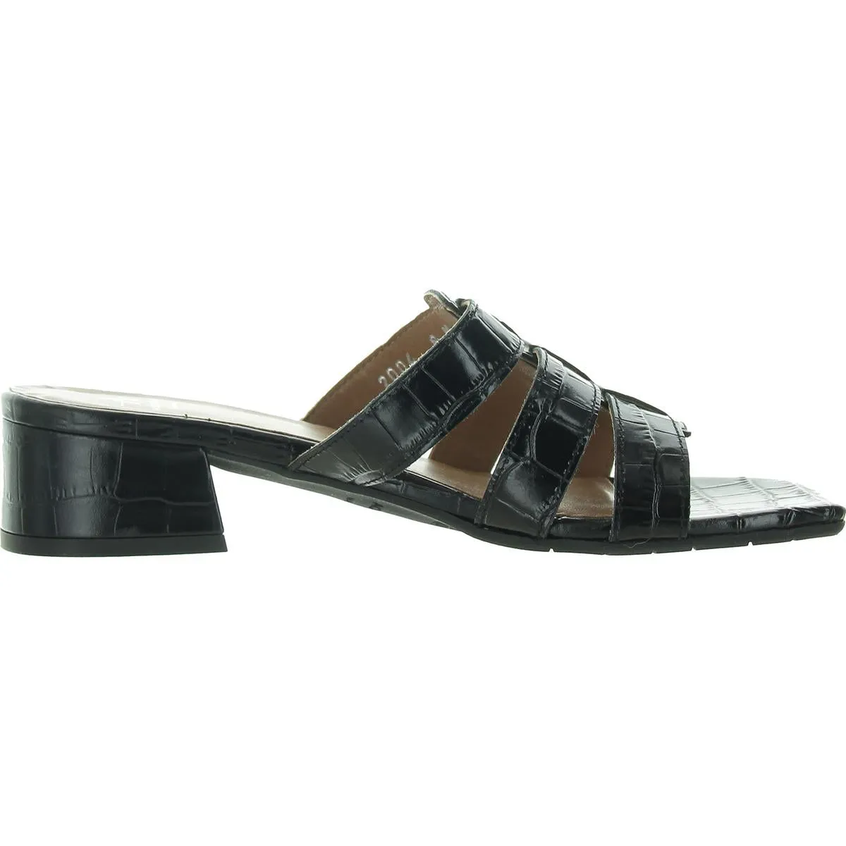 Womens Croc Embossed Caged Mule Sandals