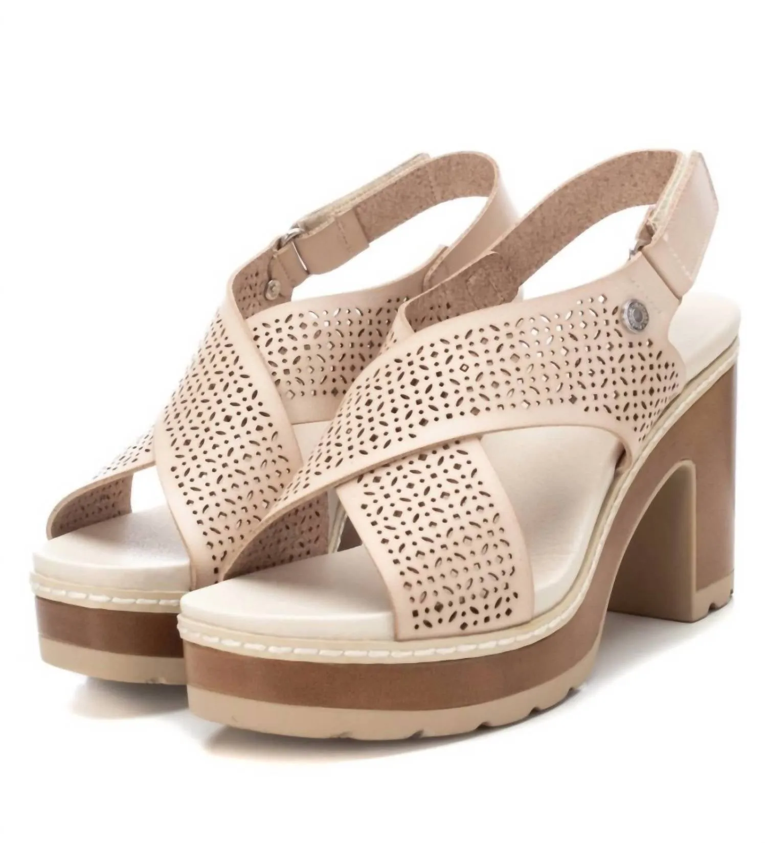 Women's Cross Strap Heeled Sandals In Ice
