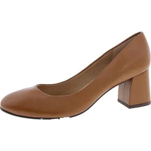 Womens Cushioned Footbed Leather Block Heels