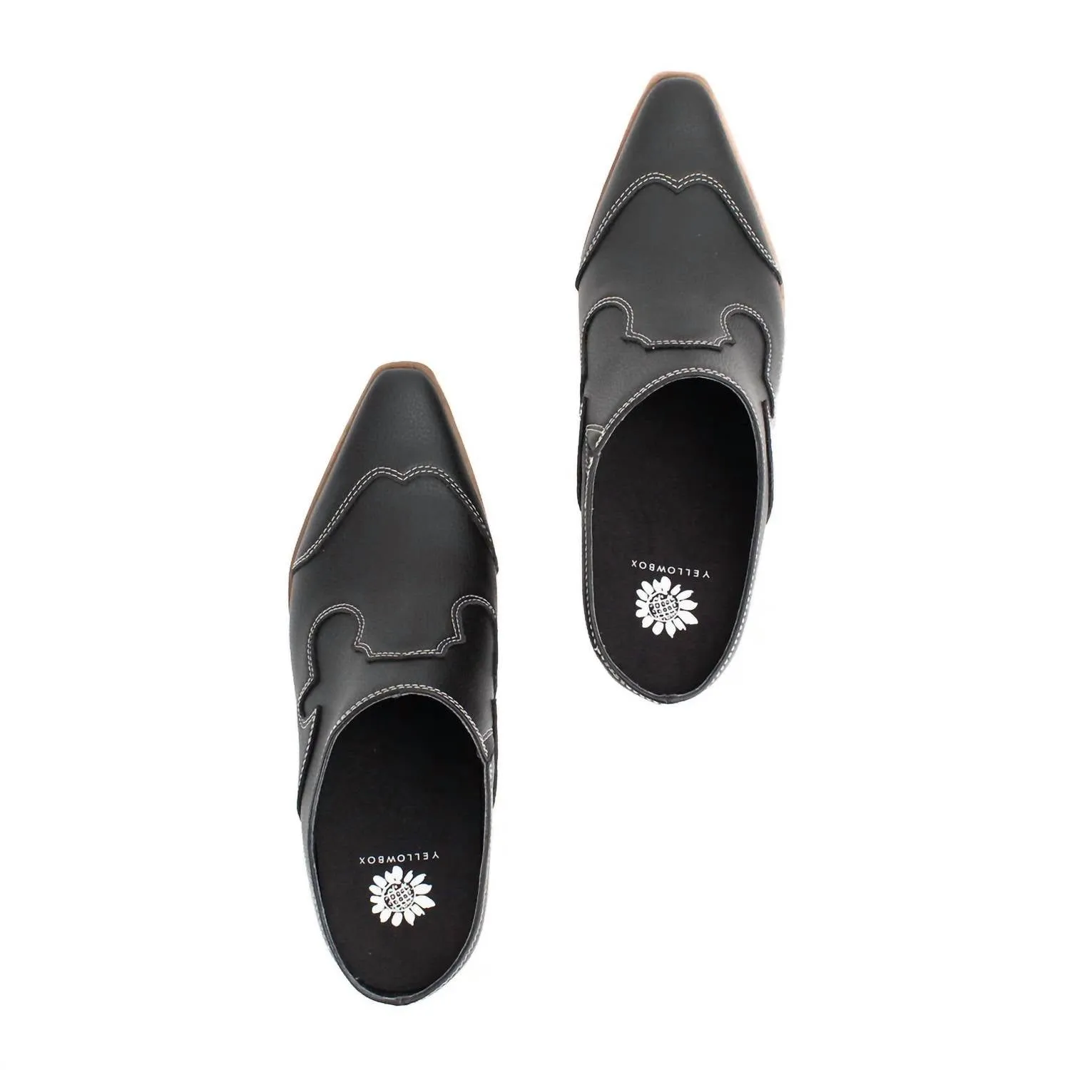 Women's Cyan Heeled Mule In Black