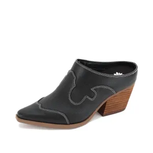 Women's Cyan Heeled Mule In Black