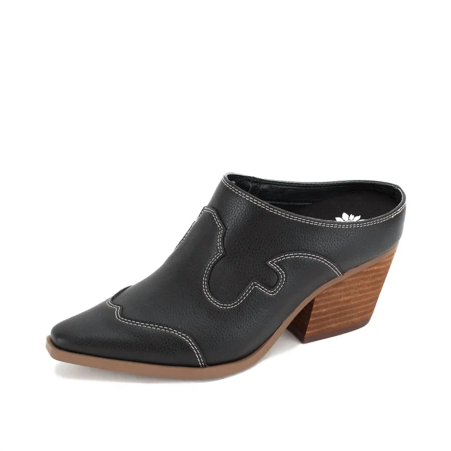 Women's Cyan Heeled Mule In Black