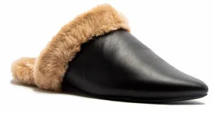Women's Dress Furry Flats In Black