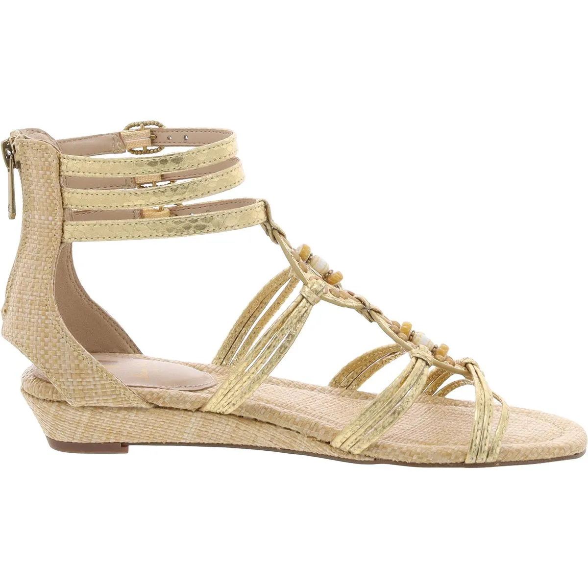 Womens Embellished Faux Leather Gladiator Sandals