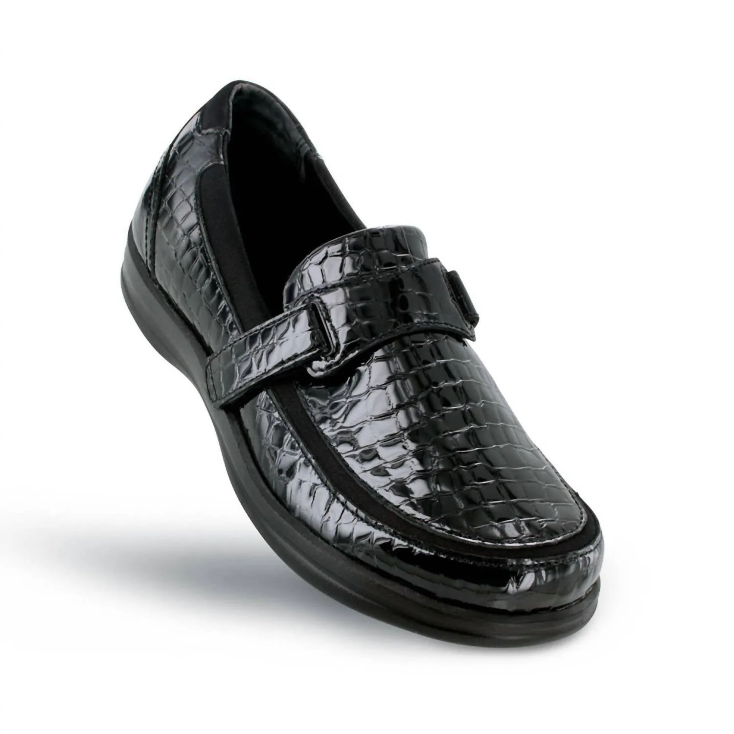 Women's Evelyn Leather Loafer In Black Croc